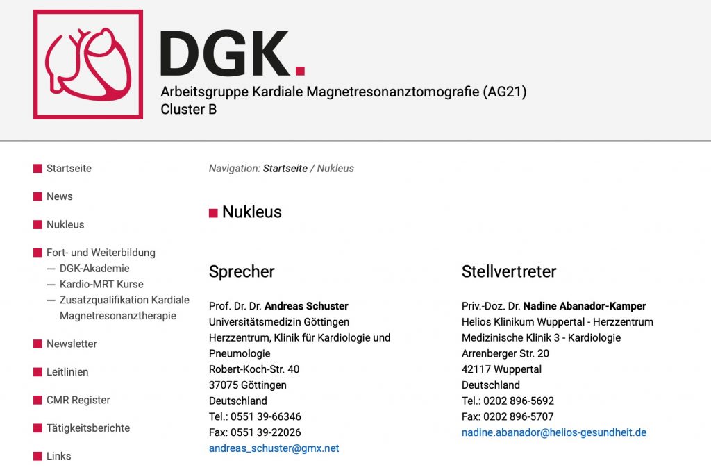 DGK AG21 Kardinale Magnetresonanztomografie Nukleus und Stellvertreterin PD Dr. med. Abanador-Kamper